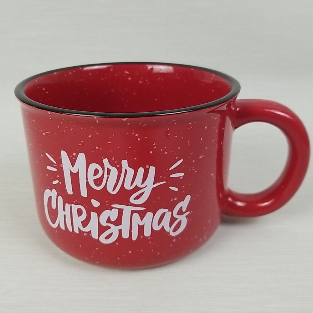 MERRY CHRISTMAS Large Red Coffee/ Soup Mug w/ Handle Microwave Safe